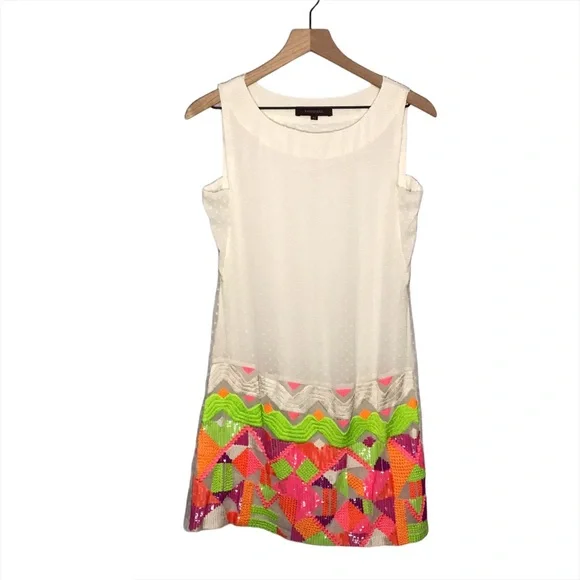 Anthropologie | Dresses | Anthropologie Ranna Gill Sleeveless Embroidered  Sequin Swiss Dot Dress Xs | Poshmark